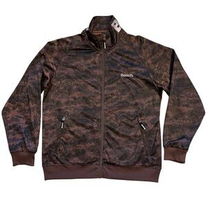 Bench Brown & Black Men’s Zip Up Logo Neck Jacket Size XXL